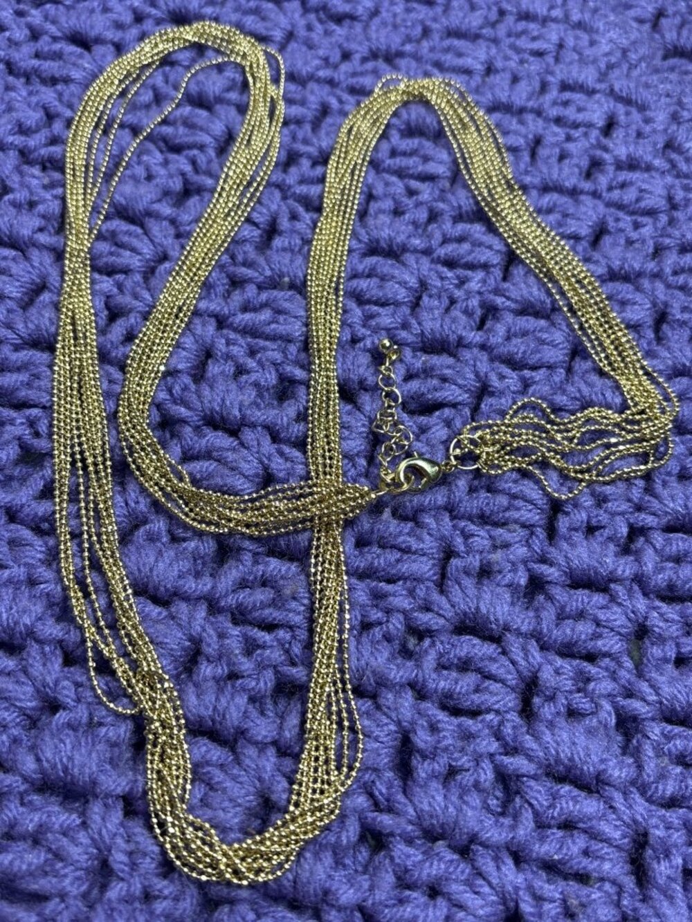 Vintage 90s Multi Strand Goldtone Ball Chain Necklace Lobster Clasp 35 - 37 inch